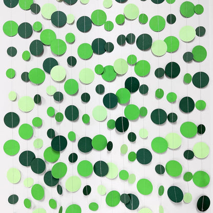 Green Party Decorations Ombre Green Circle Dots Garland Hanging Paper Polka Dot Streamer for Birthday Baby Shower Wedding Bridal Shower Summer Spring Easter St Patrick’s Day Golf Tea Party Supplies