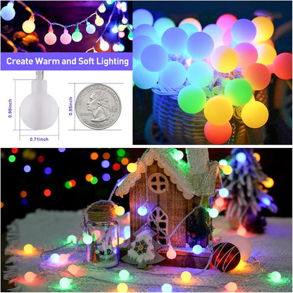 JMEXSUSS 100 LED Connectable Christmas String Lights Indoor Plug in, 33ft 8 Mode Globe String Lights with Remote, Fairy Christmas Lights for Bedroom Room Tree Party Christmas Decoration (Multicolor)