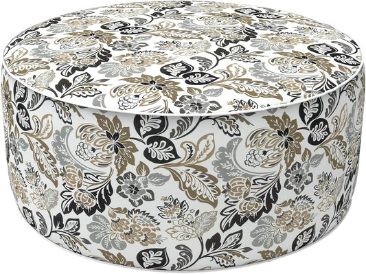 LVTXIII Outdoor Inflatable Ottoman, Fade-Resistant Round Footrest Stool D31”x H14”, Portable Patio Pouf for Garden Camping or Home Use, Dailey Tan