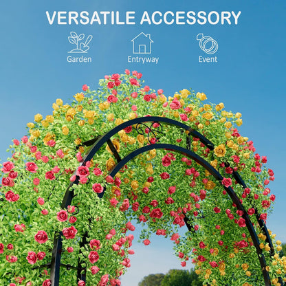 88in Steel Garden Arch Arbor Trellis for Climbing Plants Outdoor,Yard,Garden,Climbing Plants 7ft Decorative Wire Lattice,Outdoor Wedding Arch(Black)