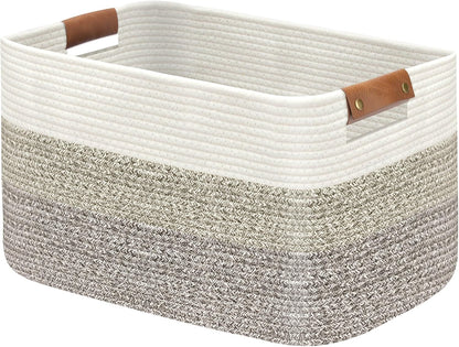 Large Collapsible Laundry Basket, Clothes Hamper for Blanket, Toy, Towels, Woven Baskets for Storage, Nursery Home Decor Living room 21.6" x 15" x 11.8", Gradient Brown