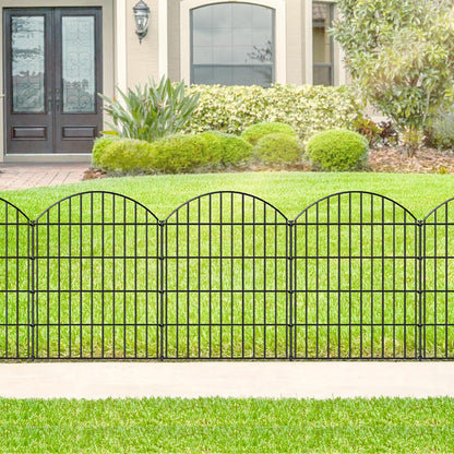 Metal Garden Fence 36in (H) x 23.3ft (L), 10 Panels + 11 Stakes Dog Fences Border Fence Animal Barrier, No Dig Garden Fencing for Yard Flower Bed Lawn Patio Outdoor, CTW3610 Black