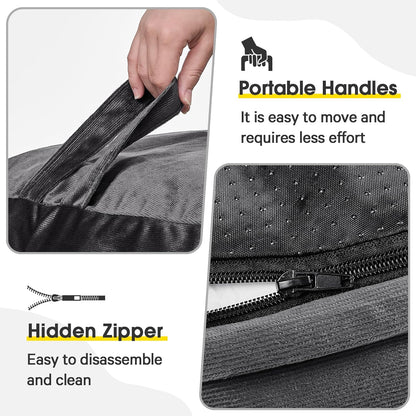 Bean Bag Chairs for Adults - Memory Foam Furniture BeanBag Chair - Kids/Teens Sofa with Soft Micro Fiber Cover - Round Fluffy Couch for Living Room Bedroom College Dorm - 4 ft, Gray Stripe