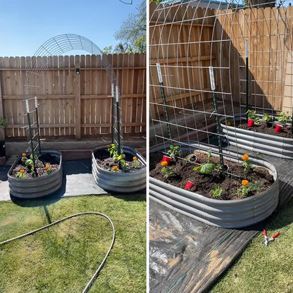 2 Pack 6x3x1FT Galvanized Raised Garden Bed Kit Oval Metal Ground Planter Box Outdoor Bottomless Planter Raised Beds for Vegetables Flowers Herbs Fruits, Gray