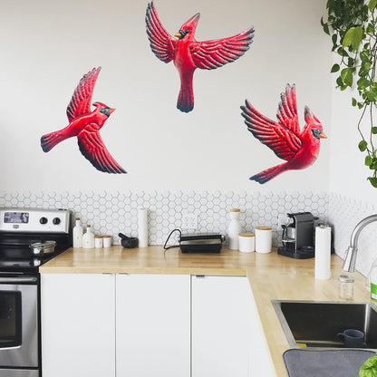 J-Fly Metal Red Bird Wall Decoration Bird Wall Hanging Decor Outdoor Metal Wall Art Cardinal Outdoor Decor Suitable For Living Room Bedroom Patio Kitchen Outdoor Fence Decoration 9 Inch