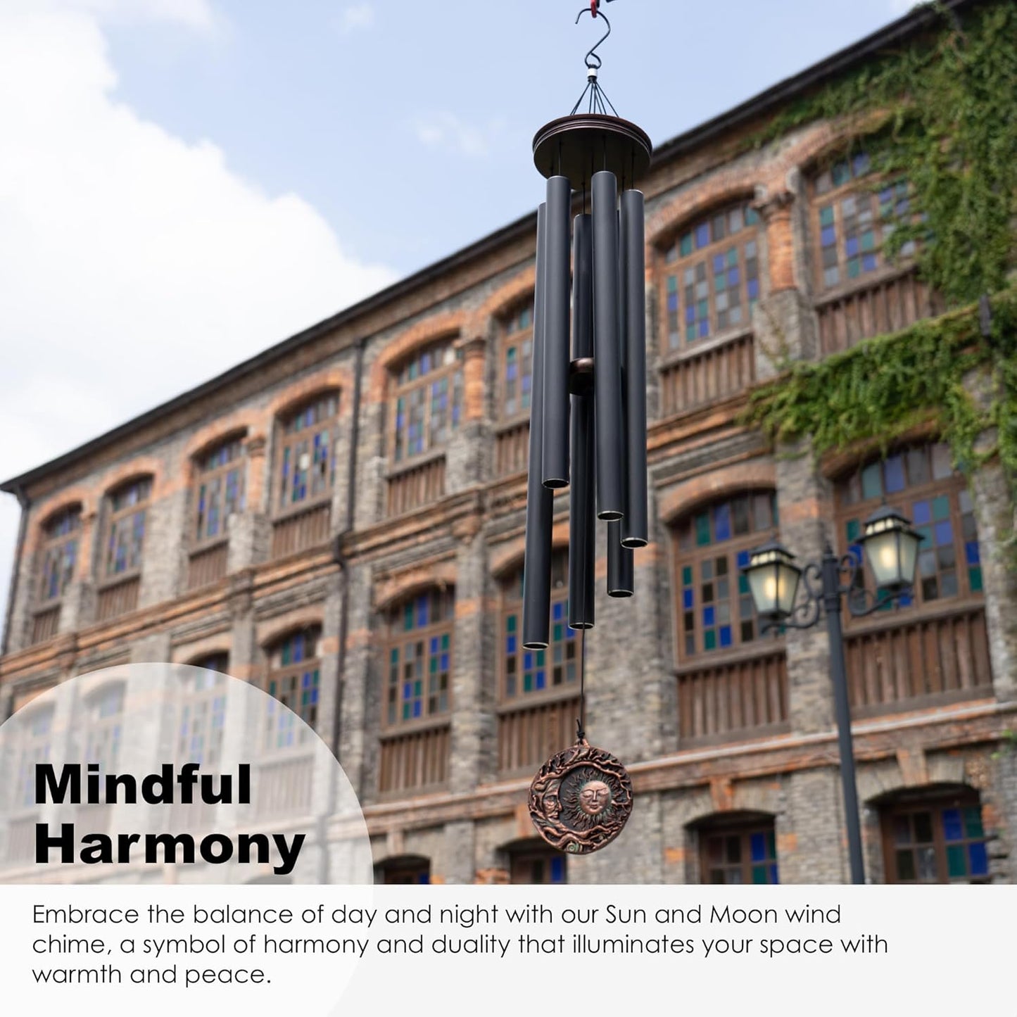 Vanquer Large Wind Chimes for Outside Deep Tone - 46'' Wind Chimes Outdoor Clearance, Memorial Windchimes, Sympathy Gift, Outdoor Décor, Patio, Home Décor, Vintage Black (46" Sun and Moon)