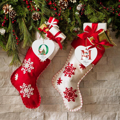 Name Ornaments for Christmas Tree, Personalized Christmas Ornaments, Custom Initial A-Z Monogram Ceramic Ornament 2025, Customized Gifts, Stocking Name Tags