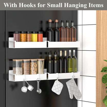4 Pack Magnetic Spice Rack Organizer for Refrigerator and Oven, White Fridge Organizers and Storage for Kitchen