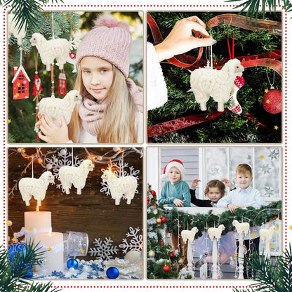 Jenaai 3 Pieces Felt Sheep Christmas Ornaments Sheep Decorative Hanging Ornaments Vintage Farm Wooly Lamb Tree Xmas Pendant Curly Decor for Holiday Figurines Gifts (Classic)