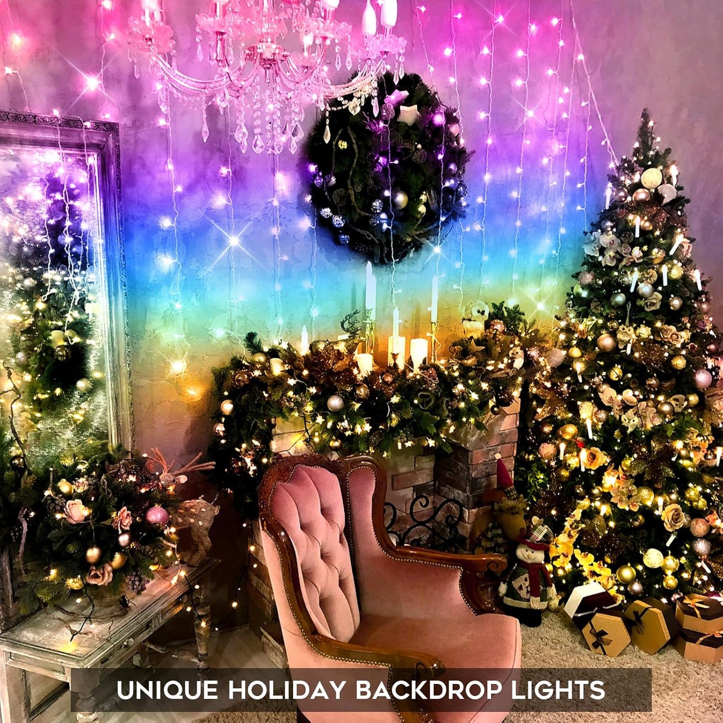 suddus Curtain Lights for Bedroom, 192 Led 8.3ft x 5.25ft Hanging String Lights Outdoor, Fairy Curtain Lights for Backdrop, Window, Wall, Wedding, Party, Garden, Porch, Birthday Decor Multicolor