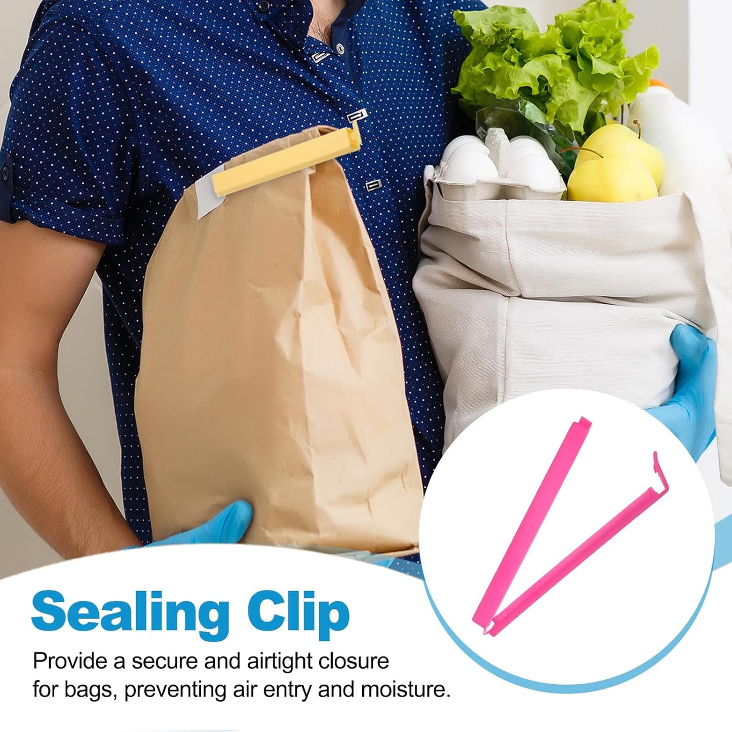 PATIKIL Sealing Clips 4.3 Inch, 10 Pack Reusable Plastic Bag Clip Clamp Sealer for Food Storage Snack Bag Home Kitchen, Rose