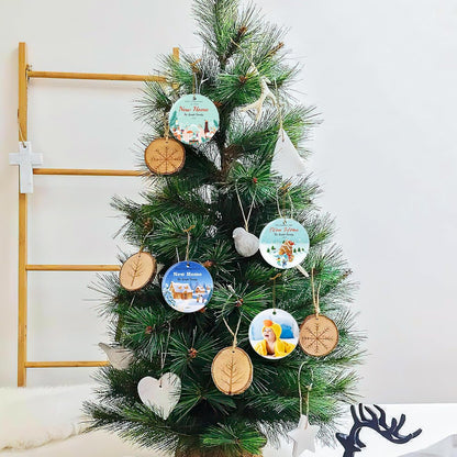 Personalized First Christmas in Our New Home Hanging Ornament 2025, Ceramic Custom Photo Ornament Xmas Tree Decorations Housewarming Gift for Family Couples Wedding