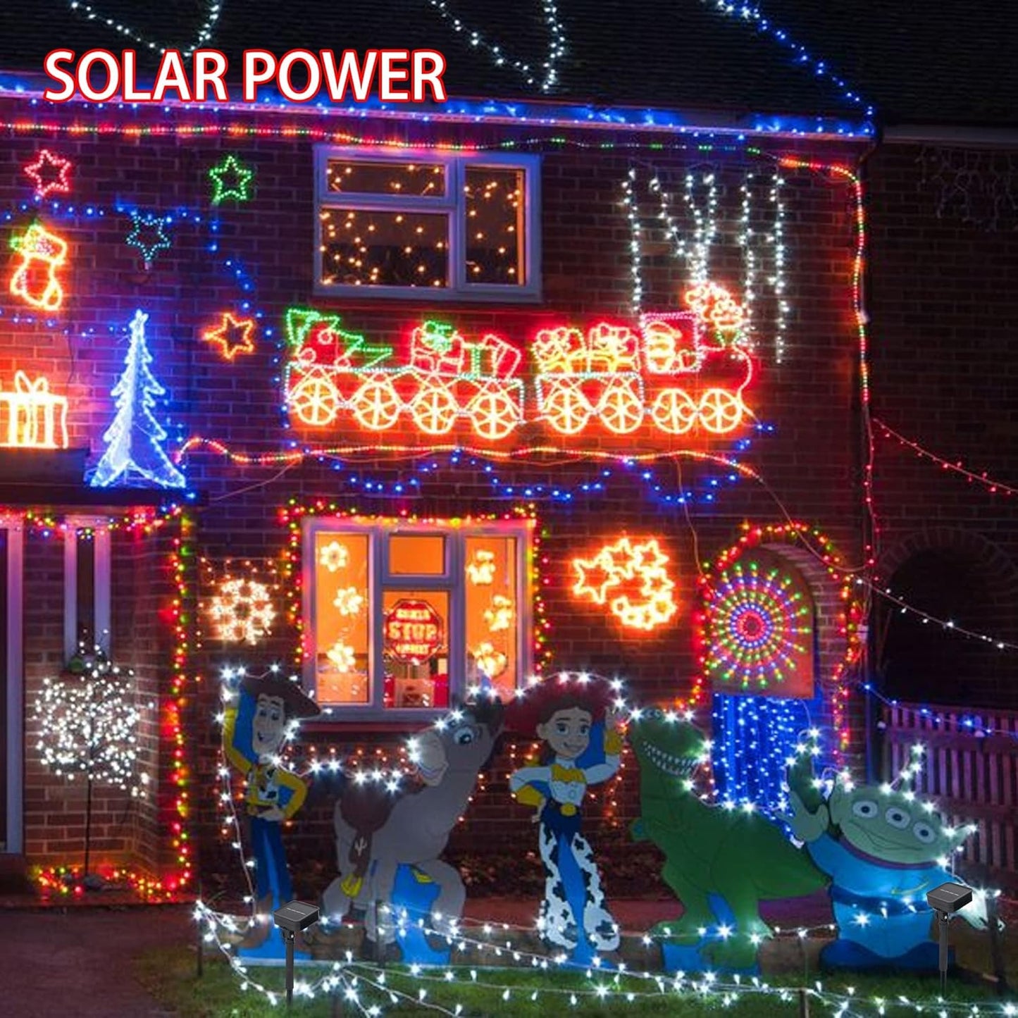 Dazzle Bright 2 Pack Solar String Lights Outdoor, Total 80FT 240LED Solar Powered Waterproof Fairy Lights 8 Modes, Copper Wire Lights for Christmas Patio Party Tree Yard Decoration (White)