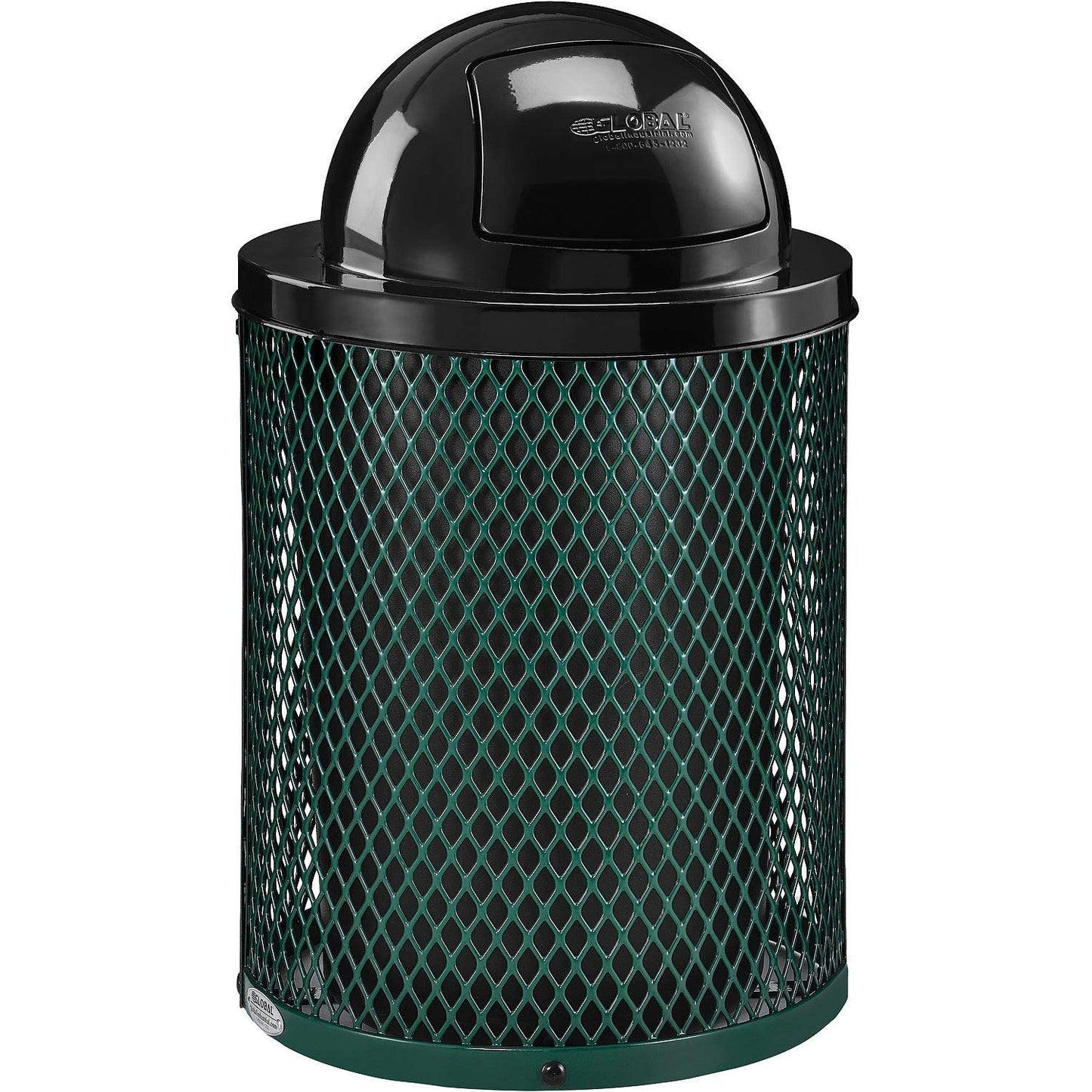 Global Industrial 36 Gallon Outdoor Steel Trash Can with Dome Lid, Plastic Liner and Anchor Kit Included, 23-1/2" Diameter x 40" H, Powder Coat Finish, Unassembled, Green