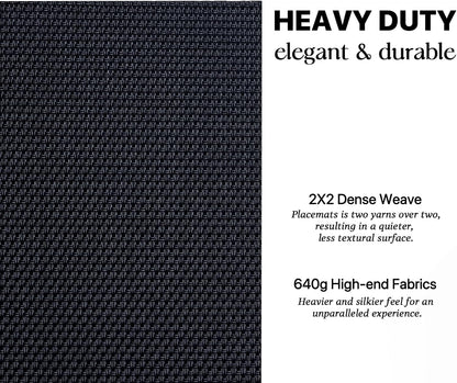 LEXMORE PlaceMats Set of 12 Vinyl/Plastic Woven Place Mats for Kitchen Table Indoor/Outdoor Washable PlaceMat Wipeable Dining Table Mats(Black)