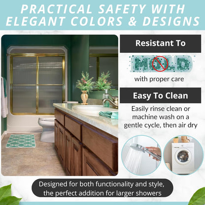 ENKOSI Bath Mat - Large Non Slip Bathtub & Shower Mat - Extra Long 40 x 16 Inch Bathroom Mats for Tub Nonslip Anti Slip Bathmats (40x16 Turquoise 1-Pack)