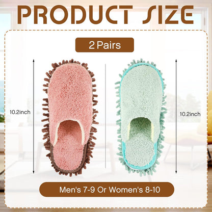Jecery 2 Pair Microfiber Slippers Floor Cleaning Chenille Mop Slippers Base Board Cleaner Household Cleaning Tools for Wood Floor Dust Dirt Tool Supplies
