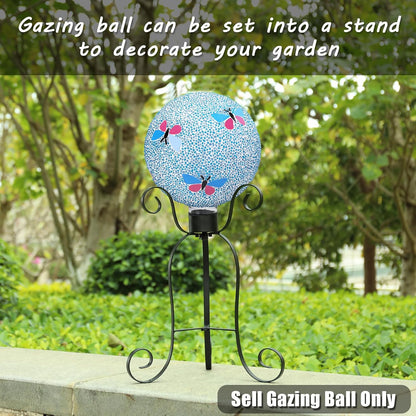 VCUTEKA Gazing Ball, 8" Glass Gazing Balls Sphere for Garden Lawn Outdoor Ornament Yard Decorative, Butterfly