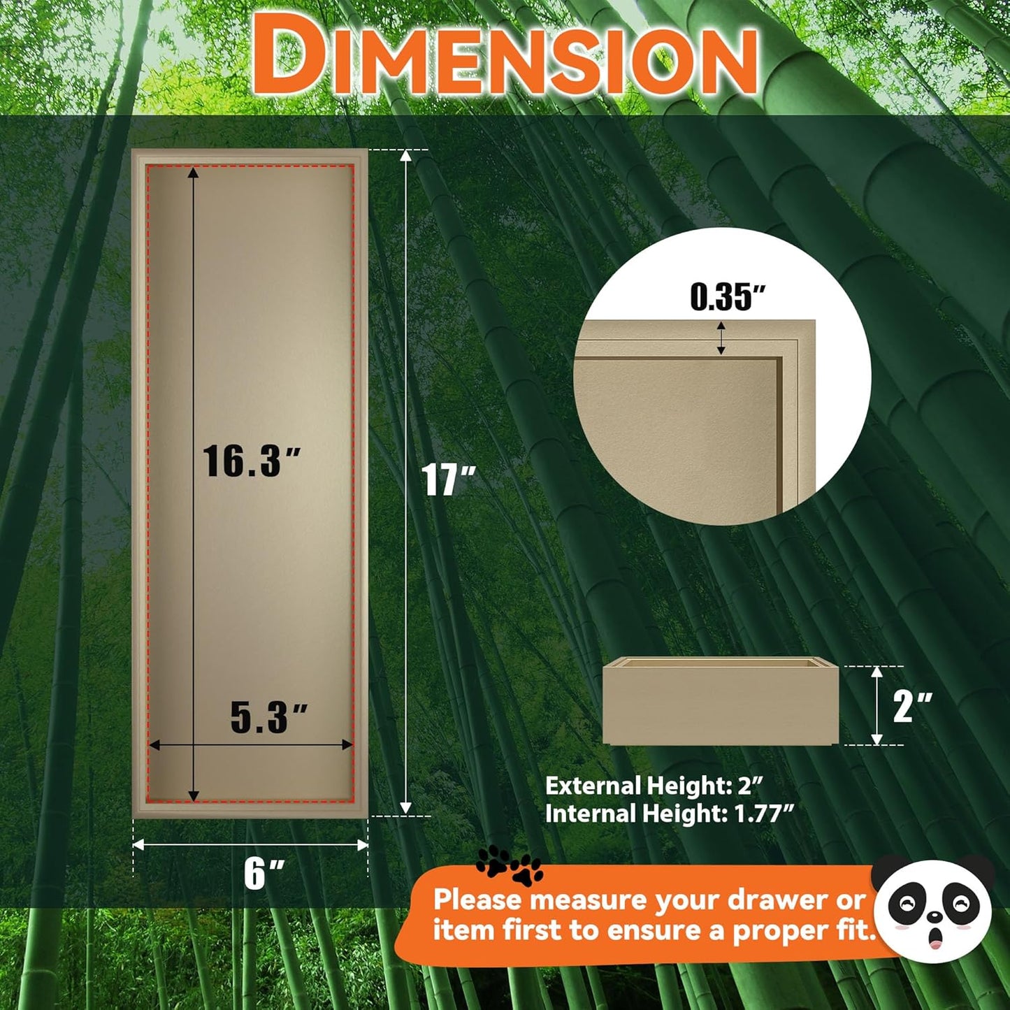 Bamboo Drawer Organizer - Extra Large Silverware & Utensil Organizer, 2 Pcs Toilet Toppers, Wooden Toilet Paper Basket (Gold, 17 X 6 X 2 Inch)