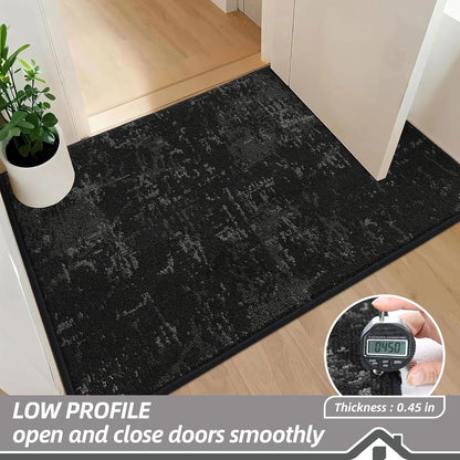 BEQHAUSE Dirt Trapper Door Mat 20"x32" Non-Slip Door Mats Washable Entryway Rugs Stain Resistant Doormat Absorbent Welcome Floor Mat for Front Back Door, Muddy Wet Shoes & Paws,Black