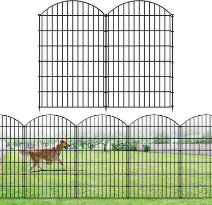 Metal Garden Fence 48in (H) x 20.3ft (L), 8 Panels + 9 Stakes Dog Fence Border Fence Animal Barrier, No Dig Garden Fencing for Yard Flower Bed Lawn Patio Outdoor, CTW4808 Black