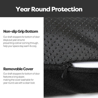 Comfyanno 38 Inch Weighted Door Draft Stopper for Front Door, Easy to Use Heavy Door Bottom Cold Air Blocker, for Exterior, Apartment, Back Door, Fits Door Gap Up to 3”, 2.2lb