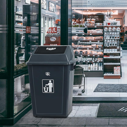 4 Packs 13 Gallon Commercial Heavy-Duty Trash/Garbage Can, Swing Lid Waste Container for Home/Garage/Kitchen/Outdoor/Driveway