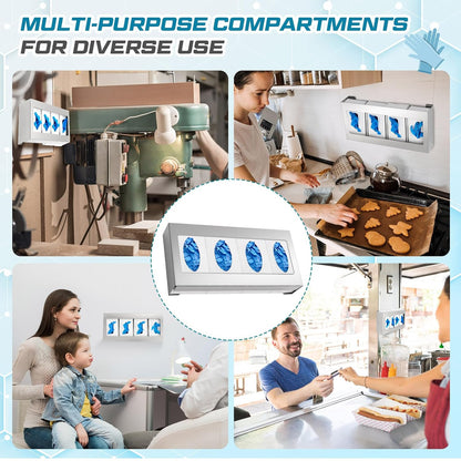 Blulu 2 Pack Glove Box Holder/Dispenser Stainless Steel Quad Wall Mounted Glove Box Organizer,10"H x 21"W x 3 3/4"D