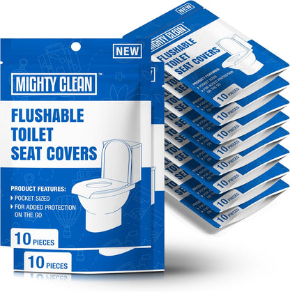 Toilet Seat Covers Flushable (100 Pack) - Upgraded XL Size| Biodegradable Paper Covers for Adults, Kids, Toddlers | Travel Essentials for Public Restroom, Airplane, Camping