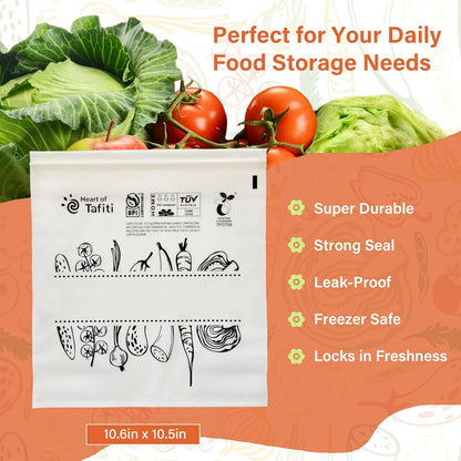 Compostable Food Storage Bags, Large Gallon Resealable Freezer Bags, 30 Count, 10.5 x 10.6 inches, Extra Thick and Reusable, Eco-Friendly, Certified US BPI ASTM D6400 Europe OK Compost