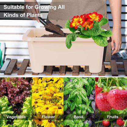 Self-Watering Rectangle Planter Boxes 8-Pack, 15.7-Inch Window Box Planter with Drainage Holes & Trays, Pots for Vegetables, Herbs, Flowers, Garden Windowsill Balcony (Yellow, 15.7*8.3*7.1 inch)