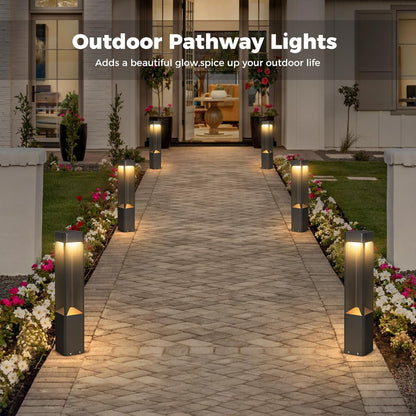 3000K Pathway Lights Black Landscape Path Light Outdoor Waterproof Garden Floor Lamp Modern Walkway Lights LED Warm Light Bollard Lighting Hardwired Aluminum Lawn Post Lights for Entrance Patio Porch