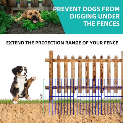 Animal Barrier Fence, 10 Panels No Dig Fences, 17in(H) X 10.8ft(L) Garden Fence Animal Barrier for Rabbits and Dog Under Fencing Barrier, Rustproof Metal Fences Border for Outdoor, Yard, Patio