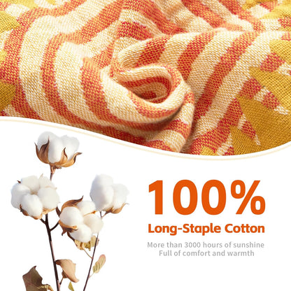 Vintage Throw Blanket Pure Cotton Soft Cozy Breathable Blanket for Couch Reversible Floral Printed Outdoor Throw Blanket Home Decor (60"x80",03-Colorful Art)