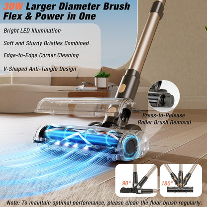 Cordless Vacuum Cleaner, 580W 48KPA 70 Mins Vacuum Cleaners for Home, Self-Standing Stick Vacuum with Wall Mount Charge, Touch Screen, Ultra High-Power Brush for Pet Hair/Plush Carpet/All Floor