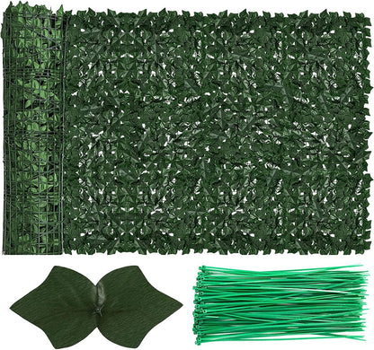 Faux Ivy Fence Privacy Screen Outdoor Expandable Artificial Greenery Roll Fake Hedge Wall Patio Green Plastic Leaf Plant Vine Grass Panels Gate Covering for Garden Yard Balcony (100x60 in)