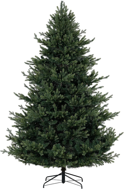 Naomi Home 7.5ft Traditional Christmas Tree with Lights Realistic Classic Christmas Tree Prelit with 4130 Branch Tips 600 Warm Lights and Metal Stand Aritificial