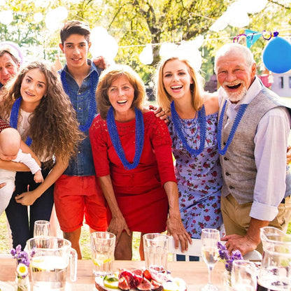 50PCS Christmas Bead Necklace, Blue Bead Necklaces Stuff, 33" Mardi Gras Beads Necklace Costume, Festival Parade Throw Accessories for Wedding Birthday Party Events Supplies Decorations