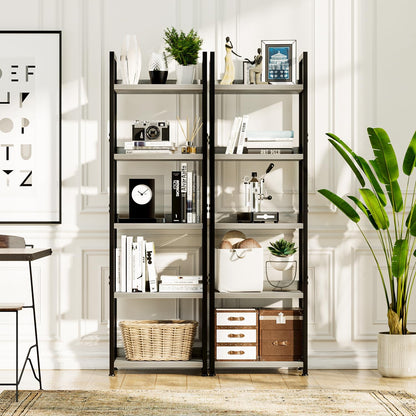 NUMENN Narrow Bookshelf, 5 Tier Bookshelves, Home Office Bookcase Shelf Storage Organizer, Free Standing Storage Shelving Unit for Bedroom, Living Room and Home Office, Grey