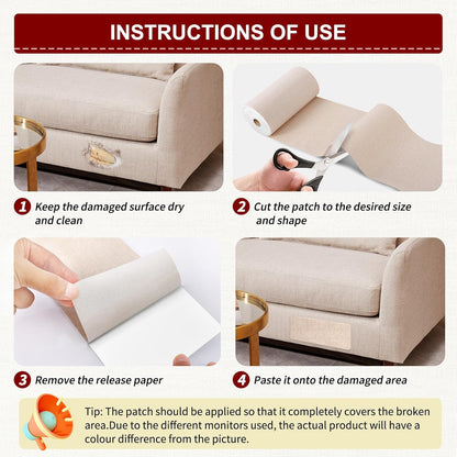 Linen Repair Tape 4x79 inch, Self Adhesive Fabric Patches, Linen Patch Tape Kit, Fabric Repair Tape for Couch Sofas, Headboards, Chairs, Pillows, Curtains, Couches- Dark Grey