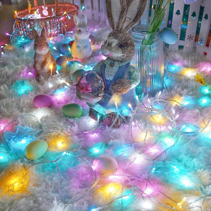 Easter Lights Battery Operated Fairy Lights, 2 Pack 33FT 100LED Multicolor easter String Lights, 8 Modes Waterproof Pastel Light Indoor Outdoor, Twinkle Lights for Room Garden Party Easter Decorations