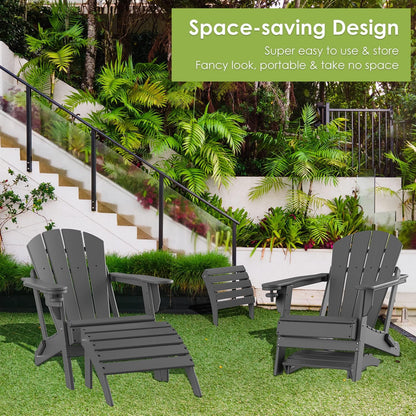 GREENVINES Adirondack-Ottoman | Set of 4 | HDPE Plastic | Outdoor Footrest | All Weather | Foot Rest | Foot Stool | Grey | for Adirondack Chair | for Patio Backyard Pool