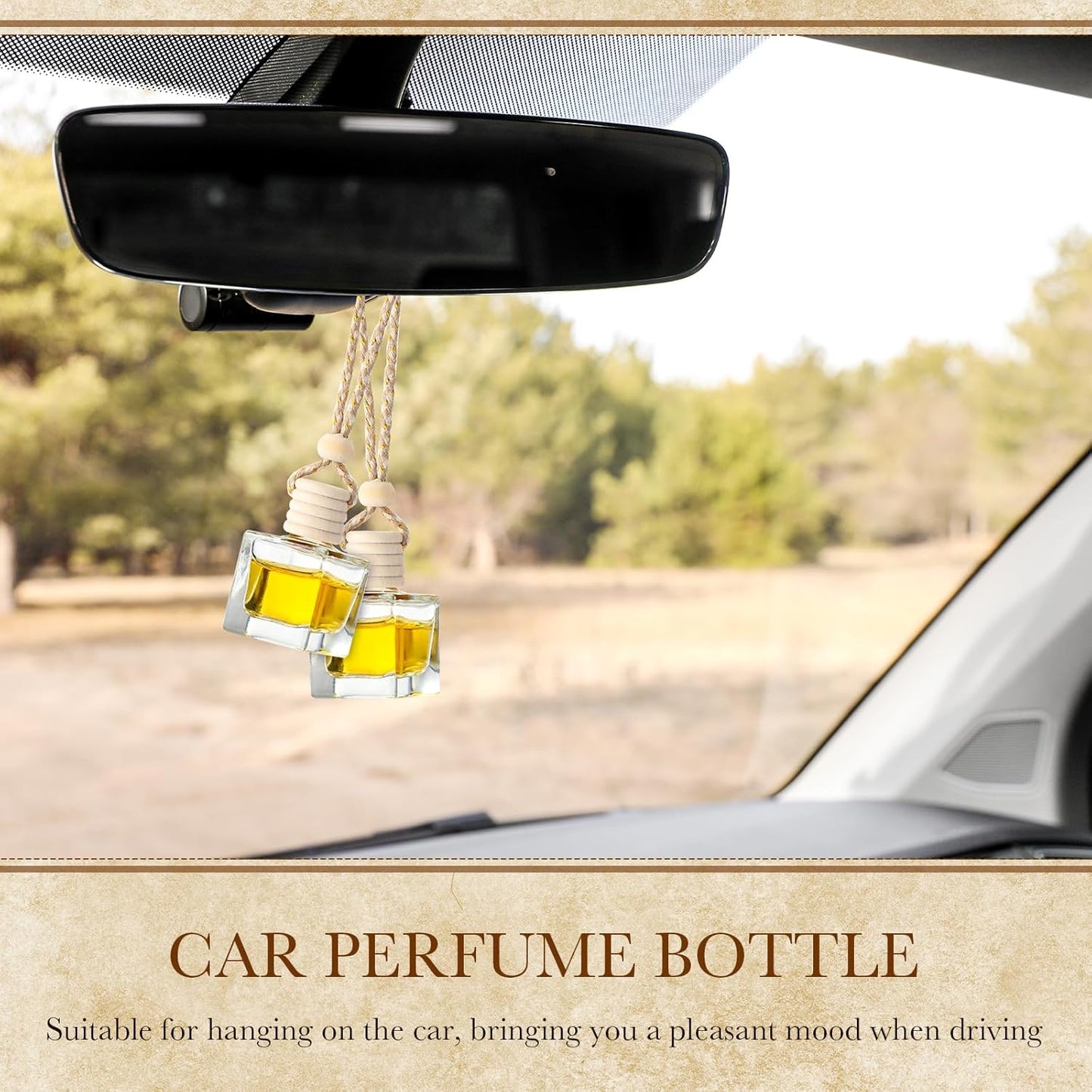 BBTO 50 Pcs Hanging Car Air Freshener Car Diffuser Bottles Empty Glass Perfume Bottle Freshener Diffuser Bottle Pendant for Essential Oil Fragrance Aromatherapy Bottle Ornament(Cube)