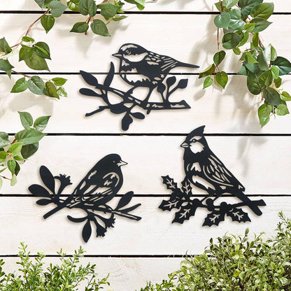 Limygus Wall Art Metal Bird Silhouette Decoration, Set of 3, Nature Style, Waterproof, Indoor Outdoor, for Patio Garden Bedroom Living Room