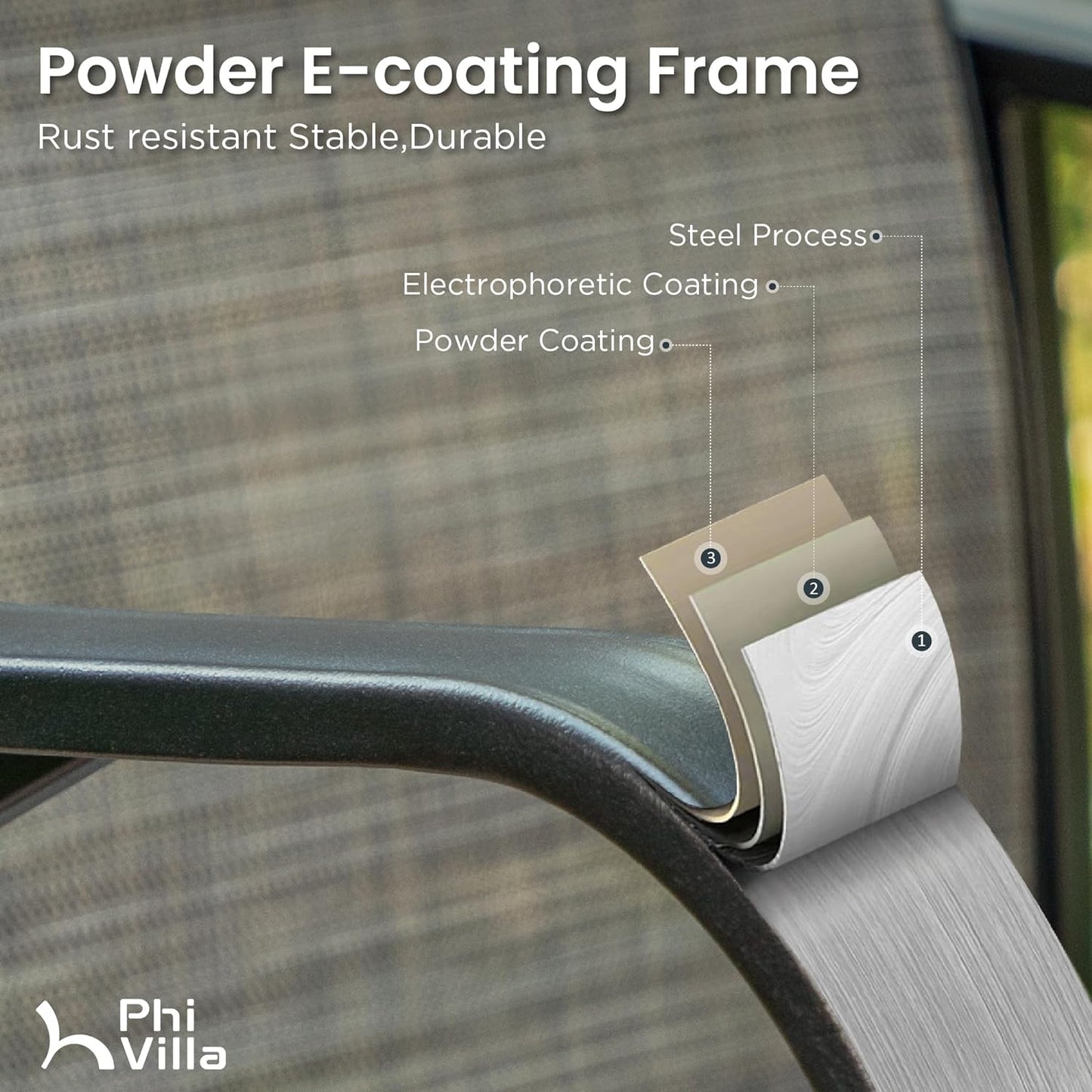 PHI VILLA 5 Piece Outdoor Bar Set, High Top Patio Table and Chairs with 4 Swivel Bar Stools (Grey) & Square Bar Bistro Table for Garden, Yard