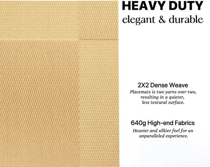 LEXMORE Placemats Set of 6 Vinyl/Plastic Woven Place Mats for Kitchen Table Indoor/Outdoor Washable Placemat Wipeable Dining Table Mats(Gold Cube)