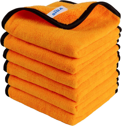 MR.SIGA Professional Premium Microfiber Towels for Cars, Dual-Sided Car Washing and Detailing Towels, Gold, 15.7 x 23.6 inch, 6 Pack