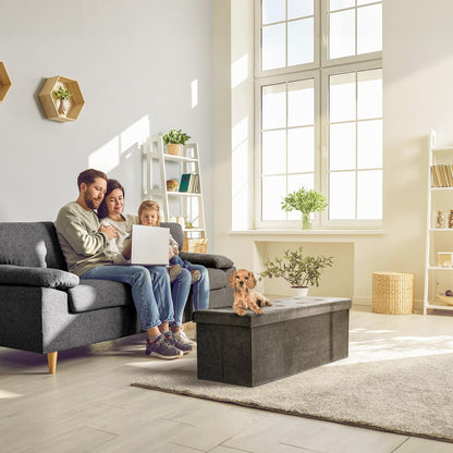 Sorbus Storage Ottoman Bench – for Living Room, Hallway, End of Bed, Bedroom Bench 43 in Large Folding Chest Seat Trunk w/Cover – Blankets, Coffee Table, Foot Rest– Tufted Velvet Linen Fabric (Black)