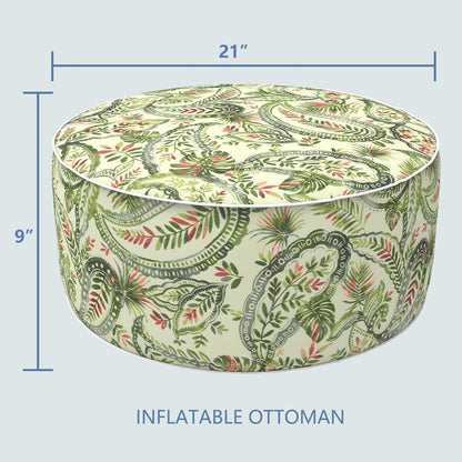 LVTXIII Inflatable Stool Ottoman Footrest with Handle, Decorative Fade-Resistant Foot Stool, Indoor or Outdoor Pouf for Home Garden and Camping Use, 21x21x9, Faylinn Shadow Paisley