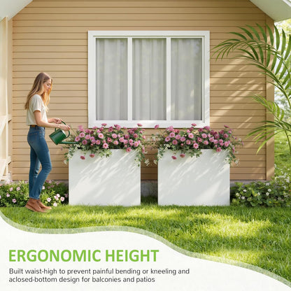 Planter Box Outdoor 38"W x 10.2"D x 30"H- Tall Rectangular Planters for Outdoor Patio/Porch, All-Weather with Anti-dumping Kit, Durable Galvanized Steel, Modern Design for Plants, Flower,Garden
